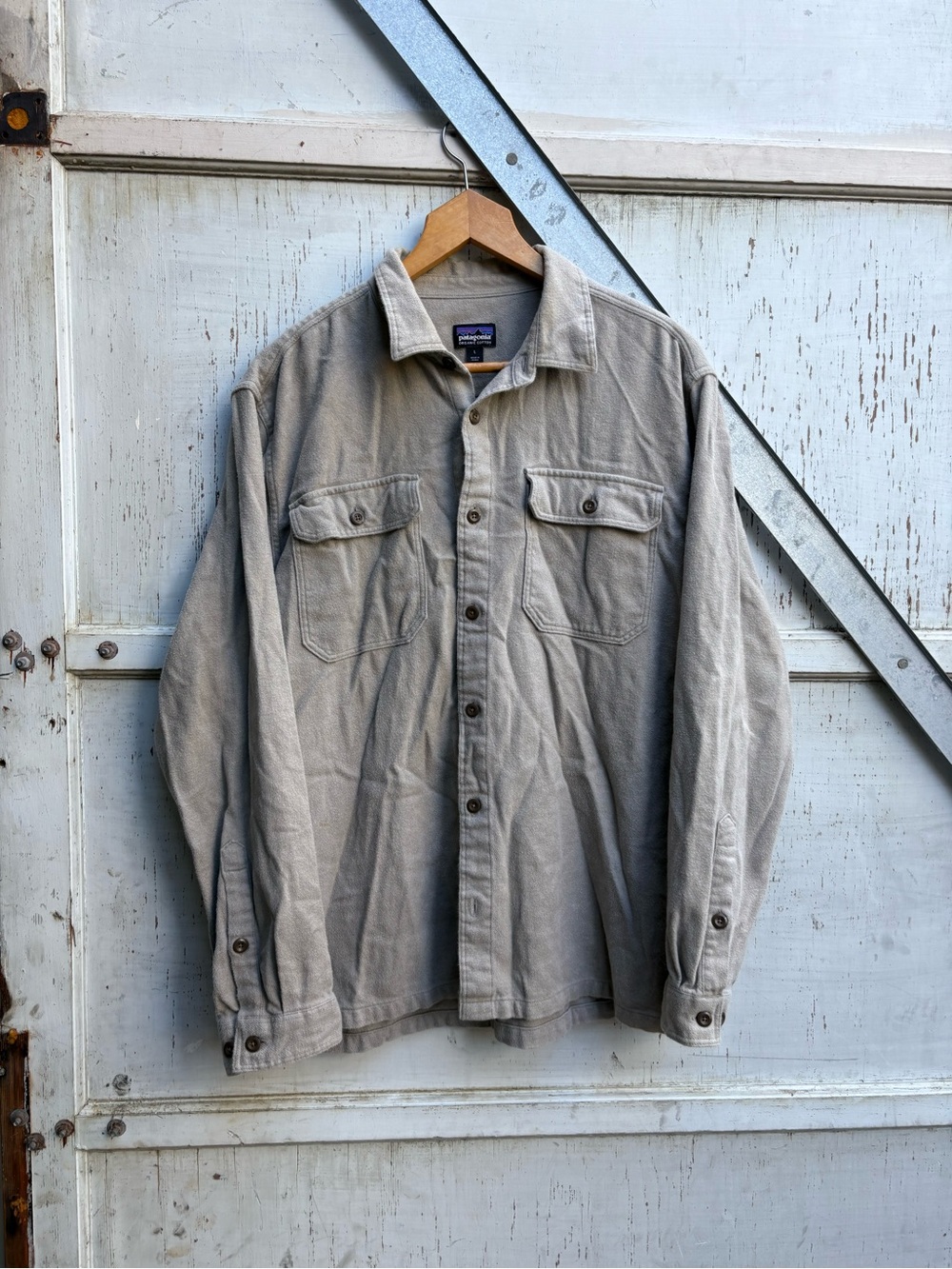 Patagonia Men's Beige Button Up Work Cotton Shirt Jacket Men’s L